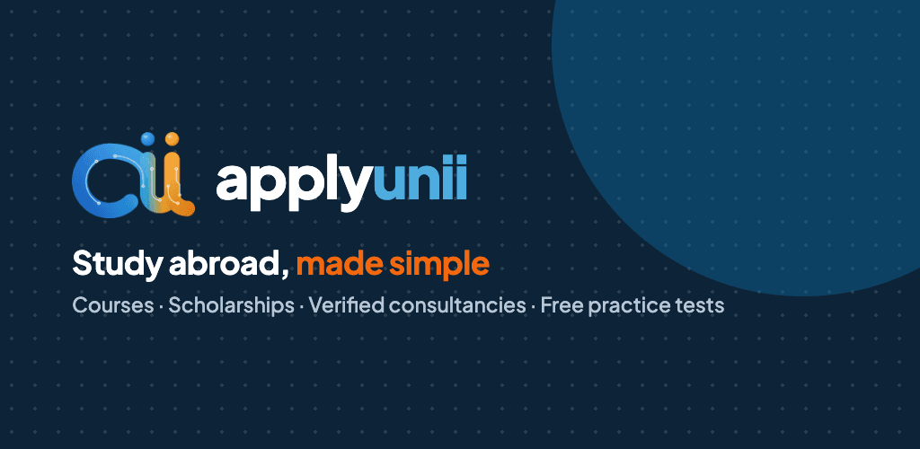 Screenshot of the ApplyUnii — Study Abroad Mobile App website